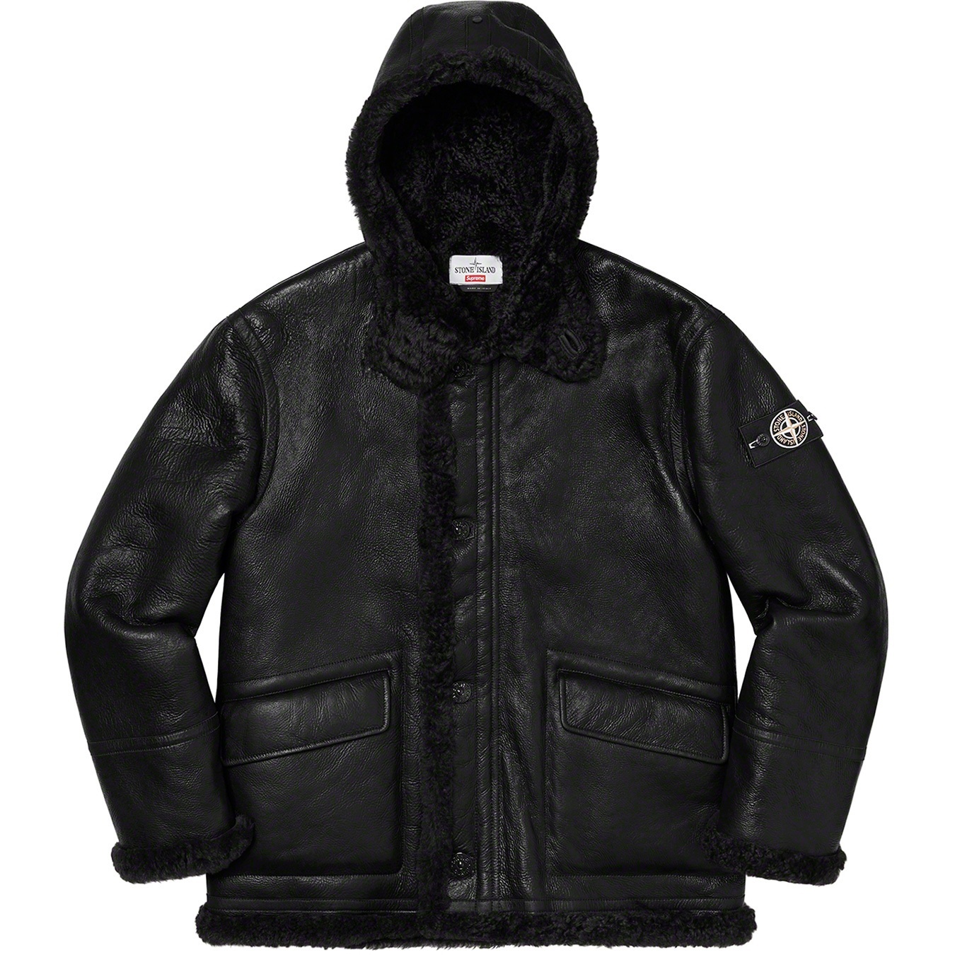 Supreme®/Stone Island® Hand-Painted Hooded Shearling Jacket view 11